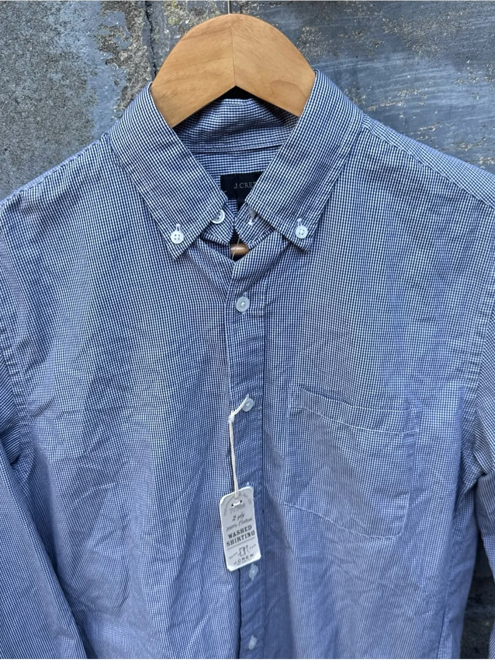 NWT J. Crew Men's Size XS Short Blue Gingham Long Sleeve Slim Untucked Shirt
